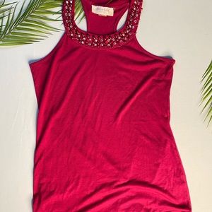 Magenta beaded racer back tank